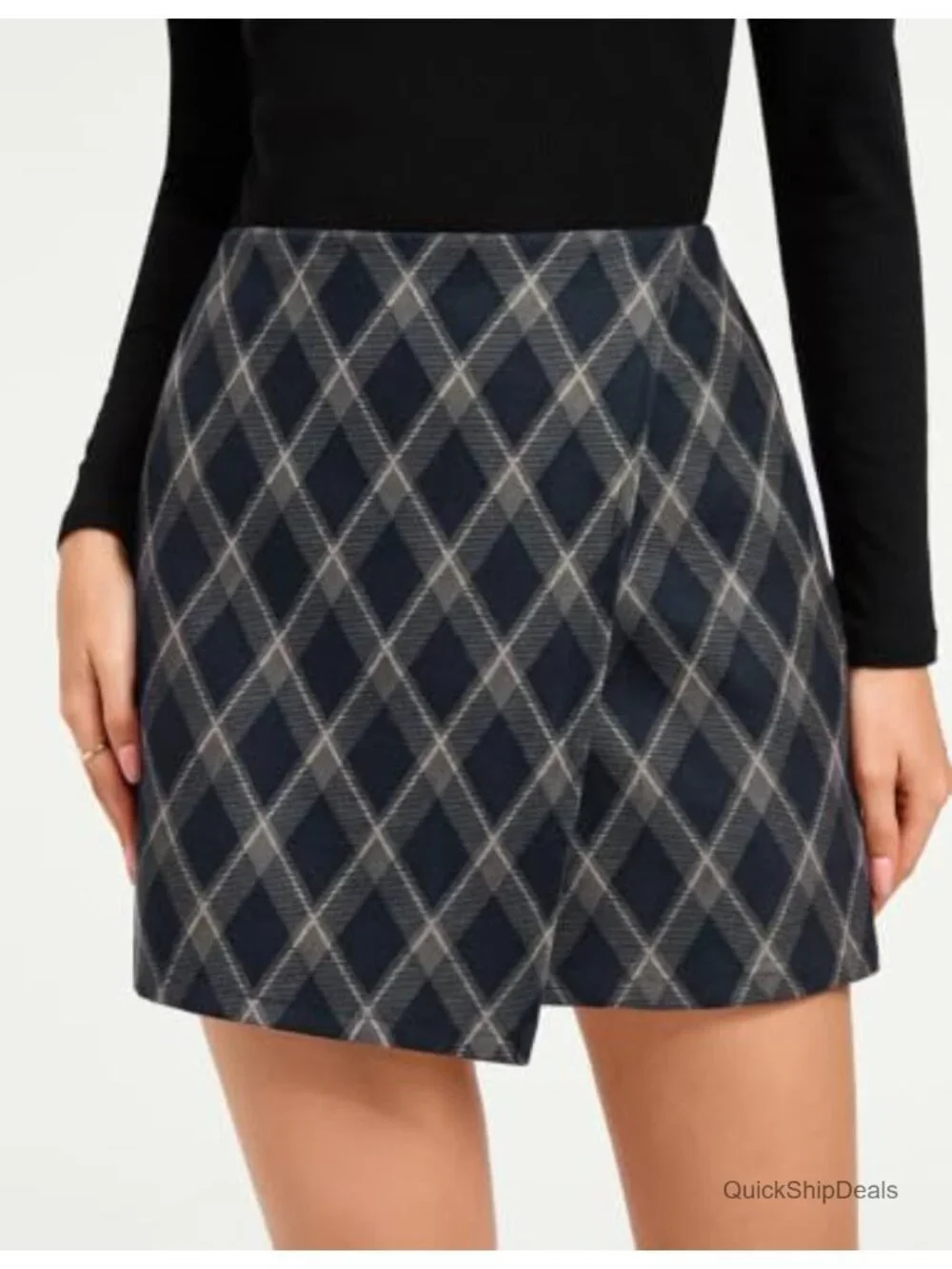 Belle Poque Women's Plaid Mini Skirt with Shorts Zip High Waisted A-Line